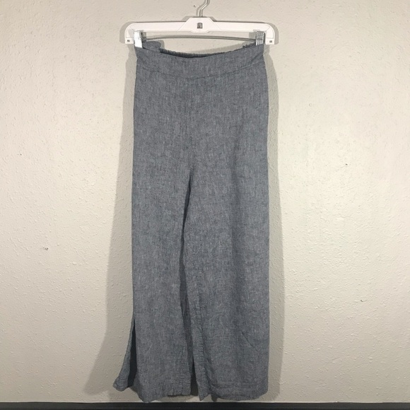 Chelsea 28 Navy Linen Wide Leg Crops With Pockets - Picture 1 of 12